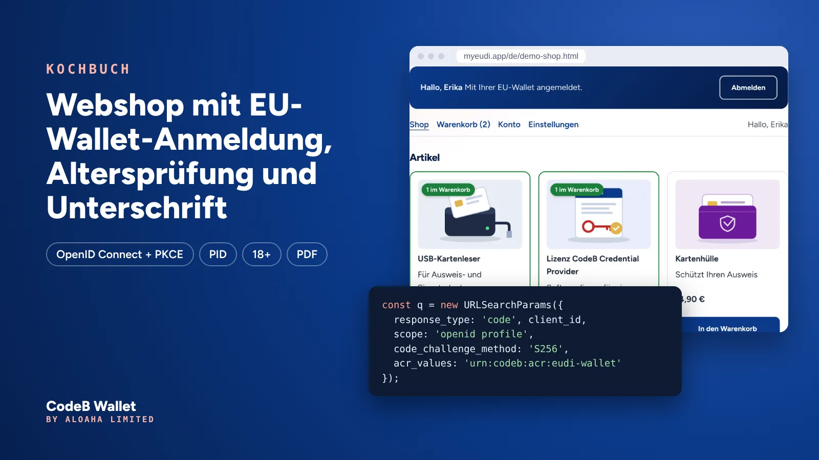 Der CodeB-Demo-Shop: maltesische Produkte, Anmeldung mit der EU-Wallet