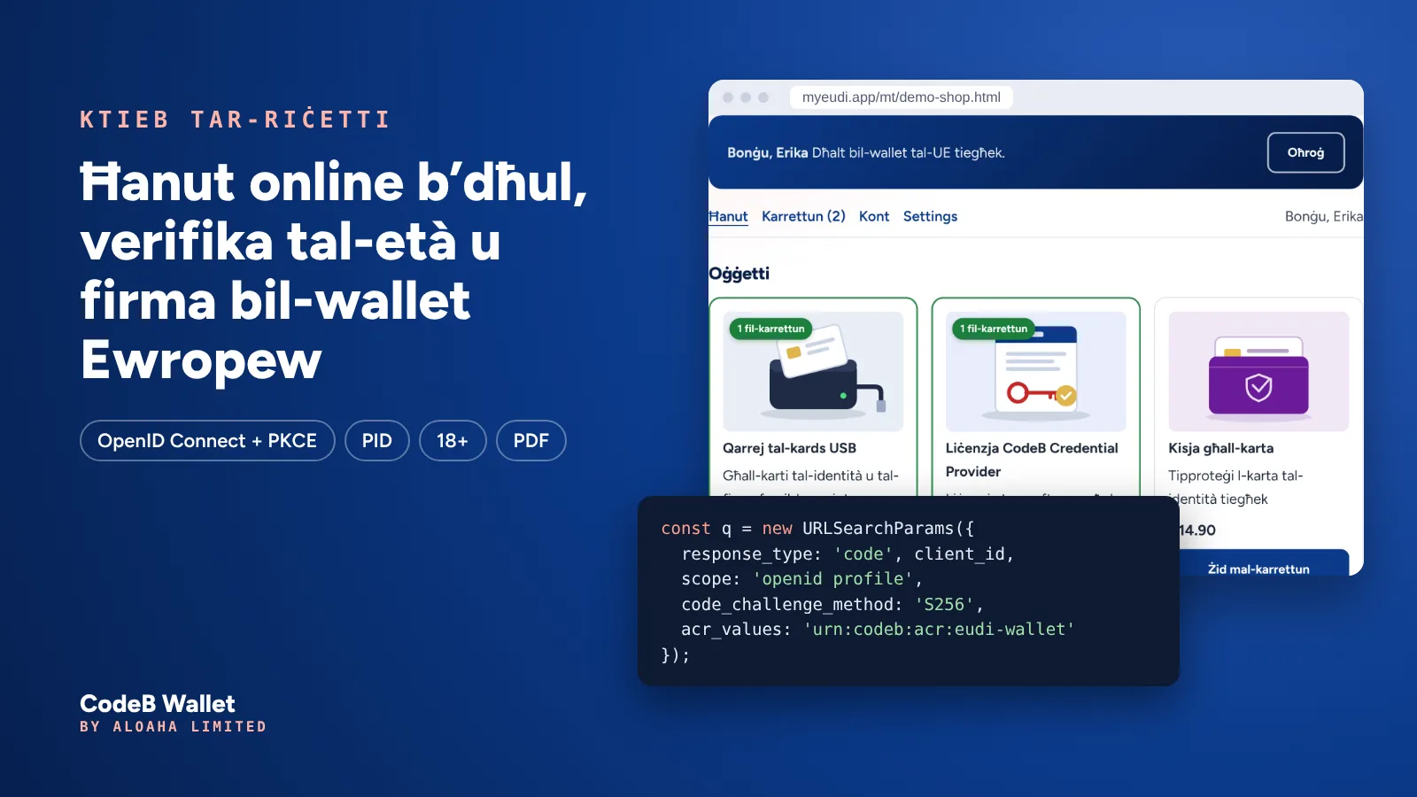 Il-ħanut demo ta’ CodeB: prodotti Maltin, dħul bil-wallet Ewropew