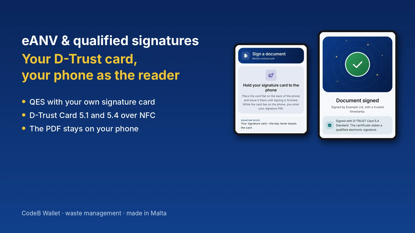 eANV and qualified electronic signatures: your D-Trust card, your phone as the card reader