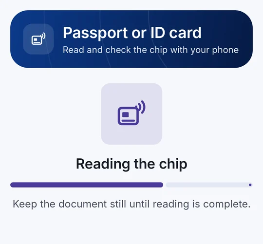 Hold your passport or ID card to the phone