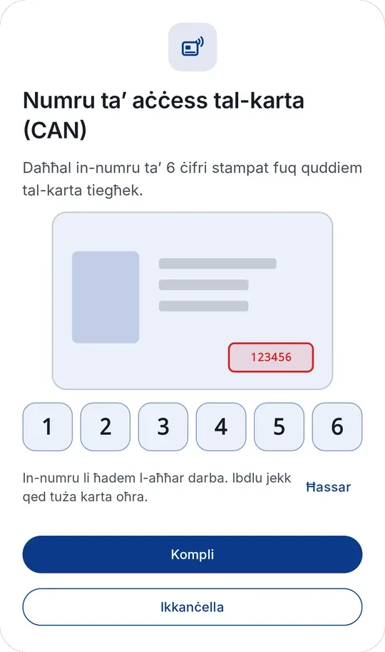 CodeB Wallet: djalogu tan-numru ta’ aċċess (CAN)