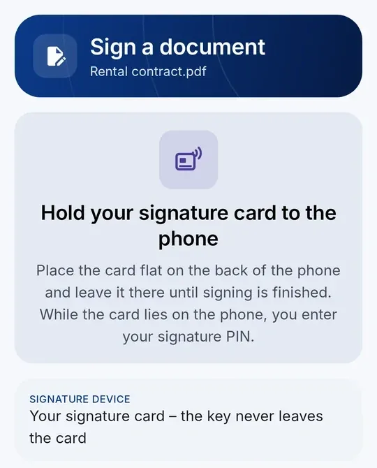 CodeB Wallet : « Approchez votre carte de signature du téléphone »