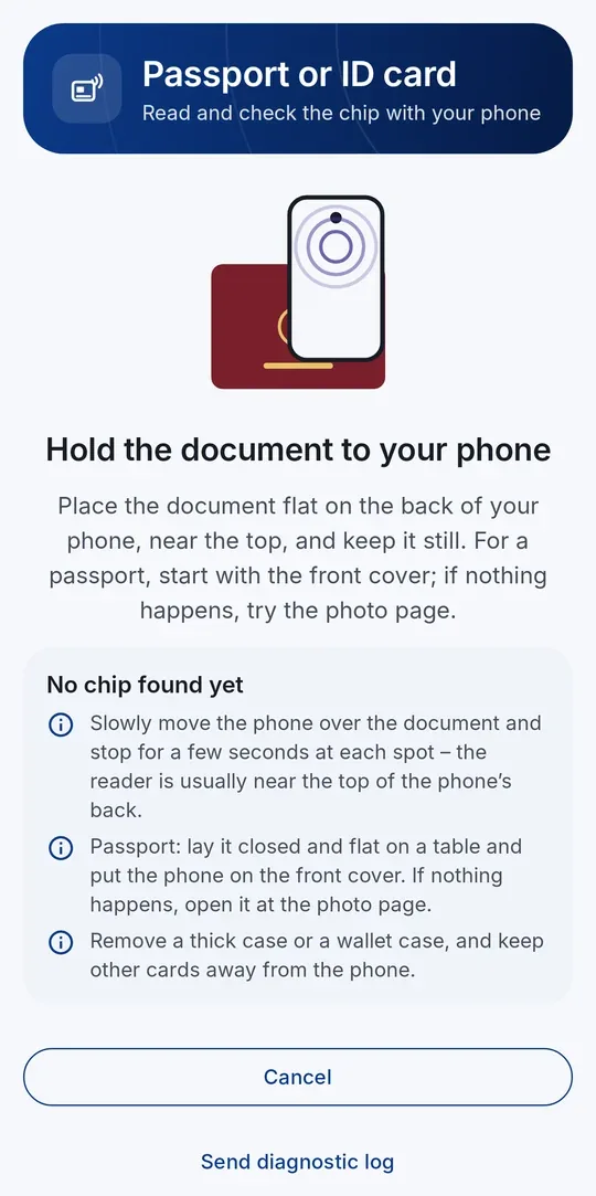 After about 10 seconds without a chip: tips for finding the right spot