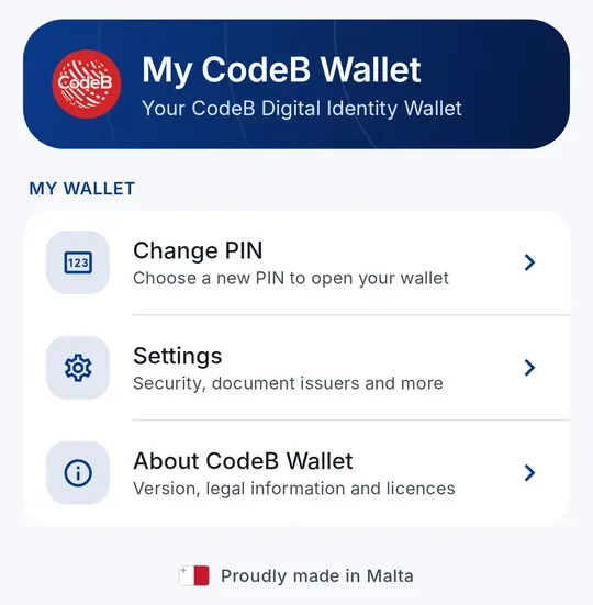The “My CodeB Wallet” menu