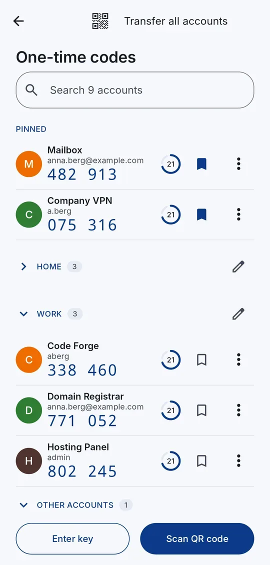 Accounts in groups