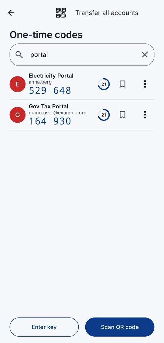 Searching a long list: type part of the service or account name